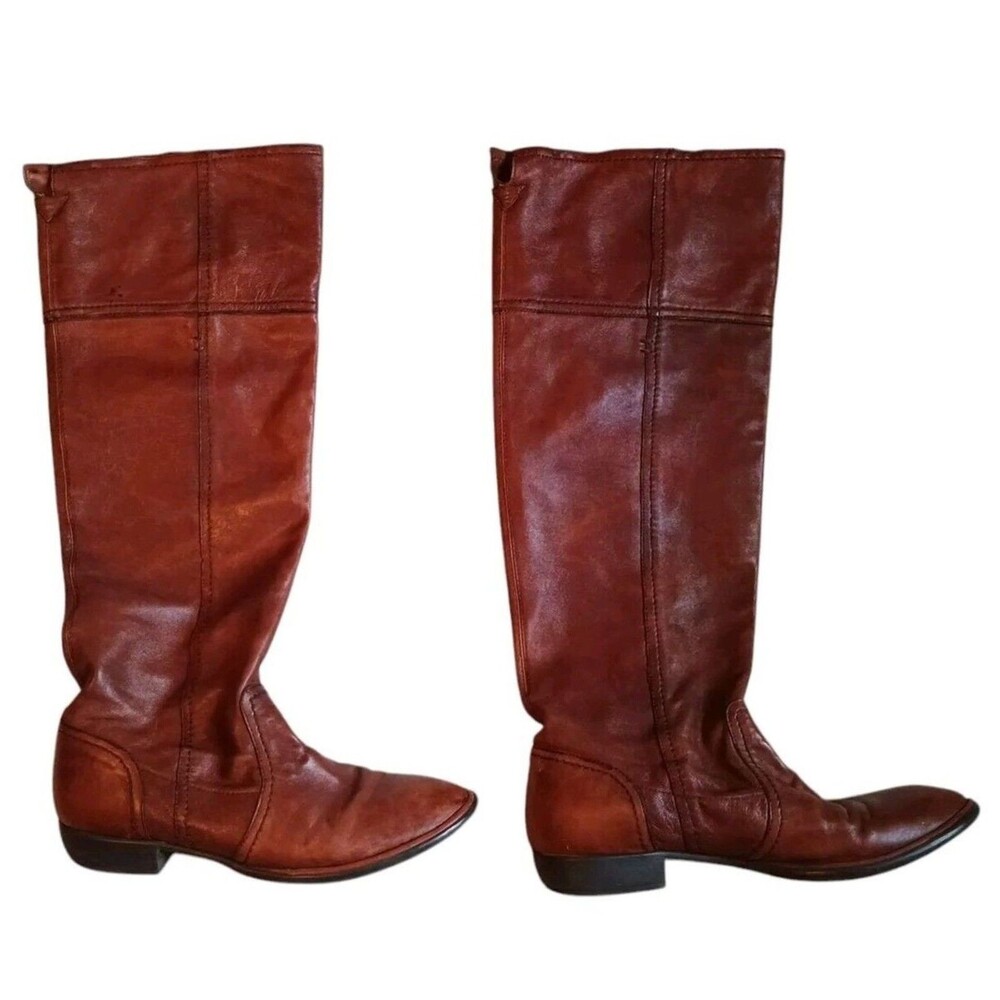 Nicole Riding Boots Womens Size 9.5M Brown Leather Knee High Soft Pull on